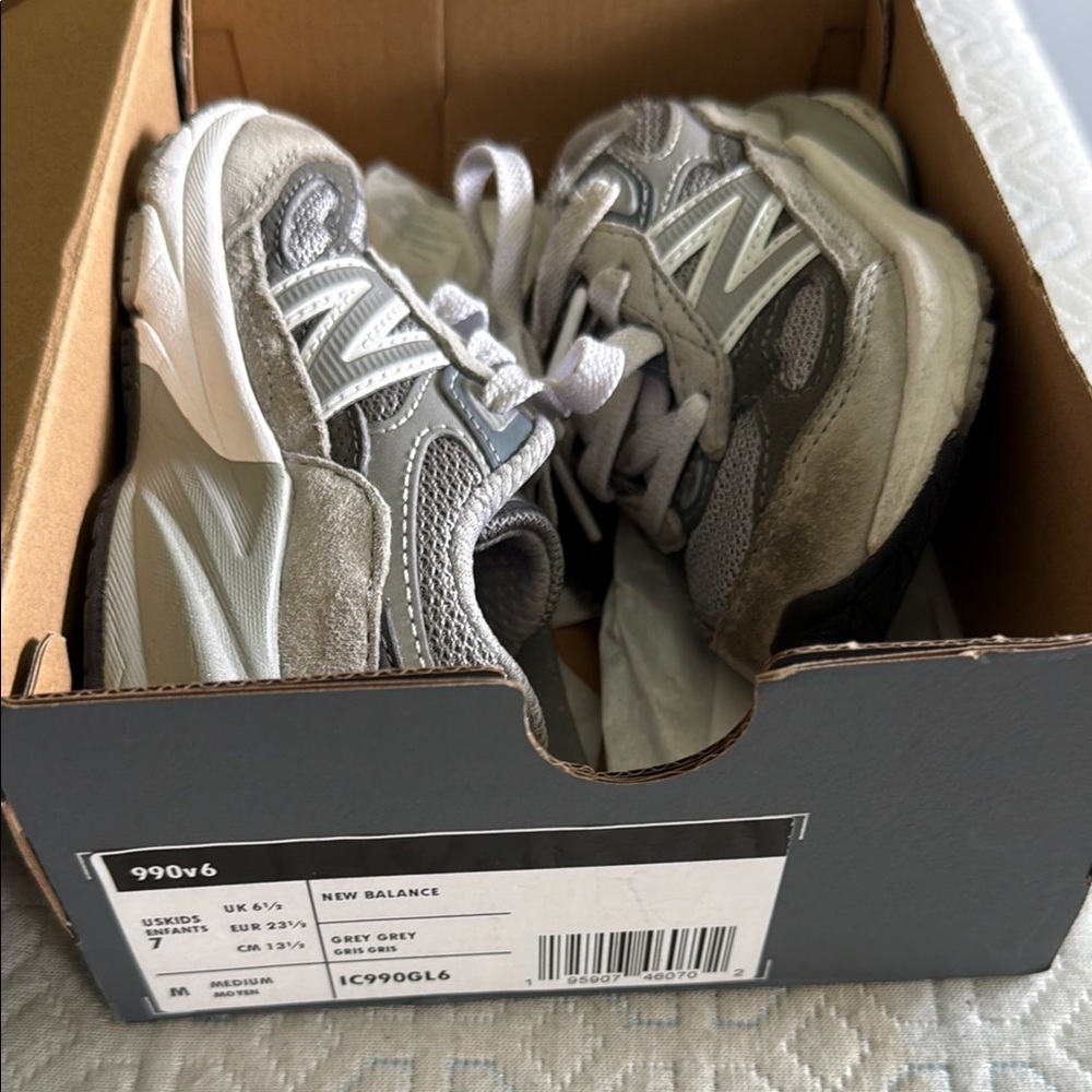 New Balance Kids Grey/White Sneakers